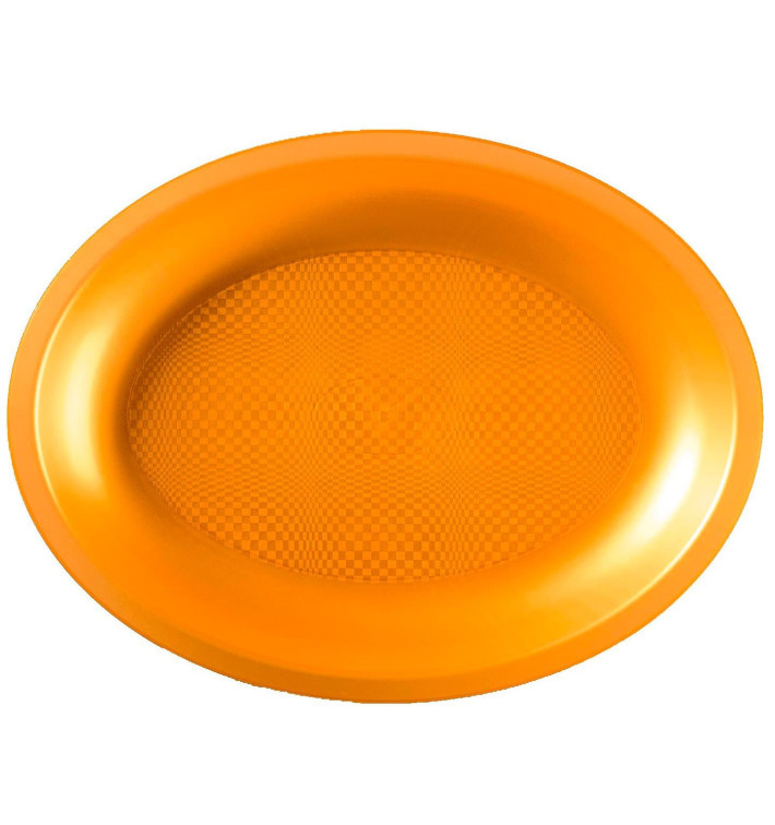 Plastic Platter Microwavable Oval Shape Gold "Round" 25,5x19 cm (250 Units)