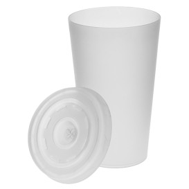 Plastic Lid with Straw Slot PS Ø7,4cm for Foam Cup 6 Oz/7 Oz and Paper Cup 6 Oz (100 Units)