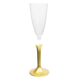 Plastic Stemmed Flute Sparkling Wine Gold 120ml 2P (40 Units)