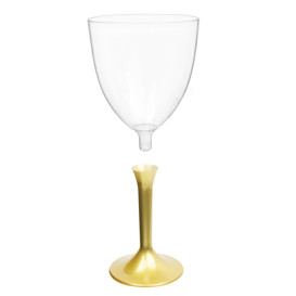 Plastic Stemmed Glass Wine Gold Removable Stem 300ml (40 Units)