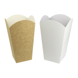 Paper Popcorn Box Medium Size White 90gr 7,8x10,5x18cm (350 Units)