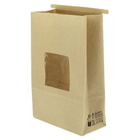 Paper Bag without Handle Kraft and Window 15+7x23cm (1000 Uds)