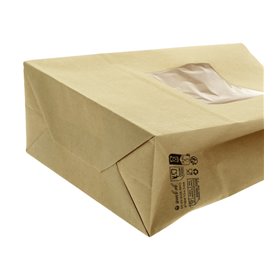 Paper Bag without Handle Kraft and Window 15+7x23cm (1000 Uds)