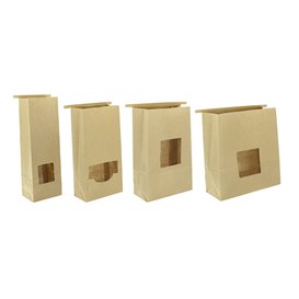 Paper Bag without Handle Kraft and Window 12+6x23,5cm (50 Uds)