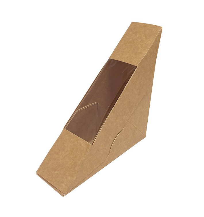 Paper Take-Out Container with Window Kraft 125x38x125mm (500 Units) 