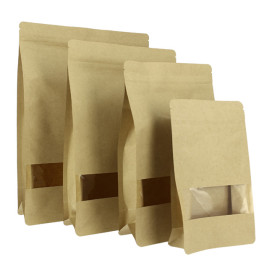 Paper StandUp Kraft with self closing and Window 25+10x35cm (50 Units)