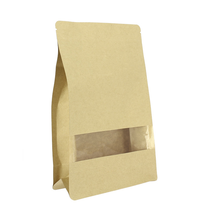 Paper StandUp Kraft with self closing and Window 16+8x26cm (500 Units)