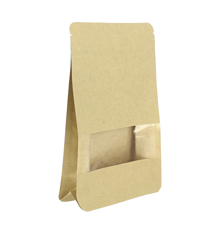 Paper StandUp Kraft with self closing and Window 12+6x20cm (50 Units)