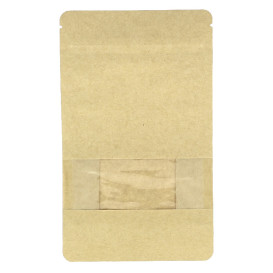 Paper StandUp Kraft with self closing and Window 12+6x20cm (50 Units)
