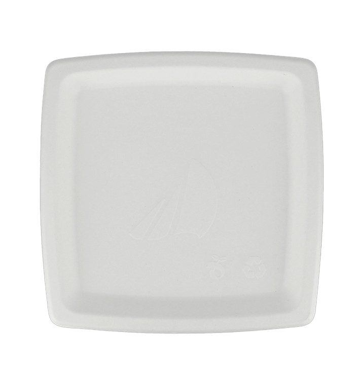 Sugarcane Plate Square shape White 17 cm (1000 Units)