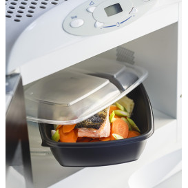 Plastic Deli Container PP Black 600ml 23x16,5cm (75 Units)  