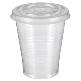 Transparent PP Cup 240ml + Travel Cross Lid PS Ø7,4cm (1.000 Units)