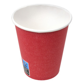 Plastic-Free Paper Cup 9 Oz/250ml "Colors" Red Ø8cm (20 Units)