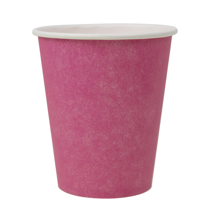 Plastic-Free Paper Cup 9 Oz/250ml "Colors" Pink Ø8,0cm (300 Units)