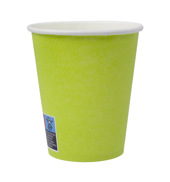 Plastic-Free Paper Cup 9 Oz/250ml "Colors" Green Ø8,0cm (20 Units)