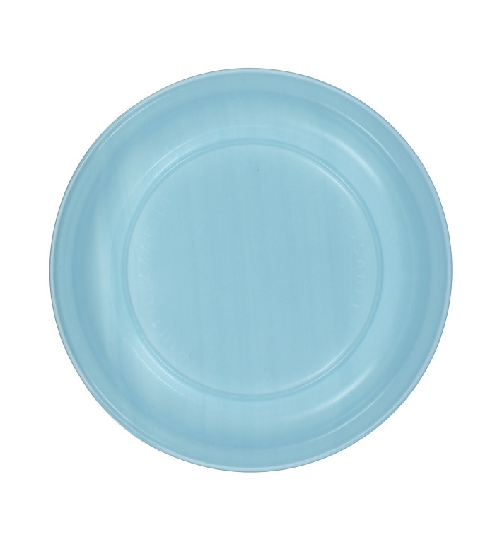 Reusable Plate Flat Economic PS Light Blue Ø17cm (25 Units) 