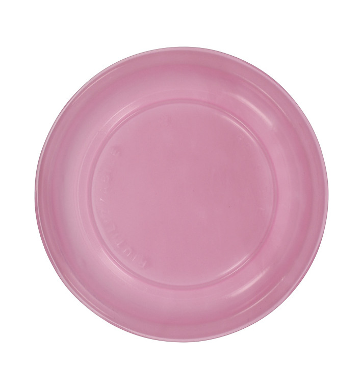 Reusable Plate Flat Economic PS Pink Ø22cm (200 Units)