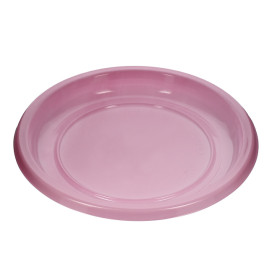 Reusable Plate Flat Economic PS Pink Ø22cm (200 Units)