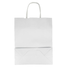Paper Bag with Handles Kraft White 100g/m² 25+11x31cm (200 Units)