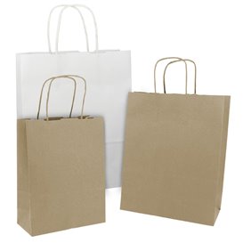 Paper Bag with Handles Kraft Brown 100g/m² 22+11x27cm (25 Units) 