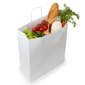 Paper Bag with Handles Kraft White 100g/m² 44+15x46cm (25 Units) 