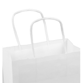Paper Bag with Handles Kraft White 100g/m² 18+8x24cm (25 Units) 