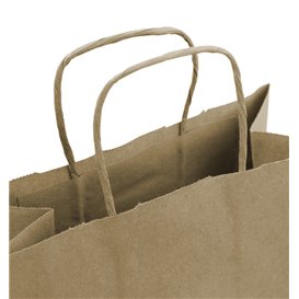 Paper Bag with Handles Kraft Brown 100g/m² 22+11x27cm (25 Units) 