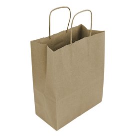 Paper Bag with Handles Kraft Brown 100g/m² 22+11x27cm (250 Units)
