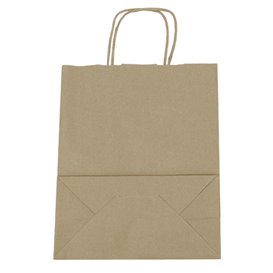 Paper Bag with Handles Kraft Brown 100g/m² 22+11x27cm (250 Units)