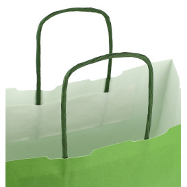 Paper Bag with Handles Green 100g/m² 25+11x31cm (25 Units) 