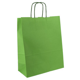 Paper Bag with Handles Green 100g/m² 25+11x31cm (25 Units) 