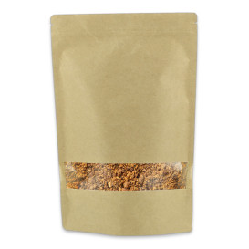 Paper Doypack Kraft with self closing and Window 25+12x35cm (50 Units)