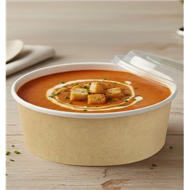 Paper Soup Bowl with Lid Kraft PP 33Oz/1000ml (100 Units)