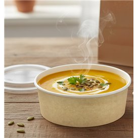 Paper Soup Bowl with Lid Kraft PP 19 Oz/550ml (50 Units) 