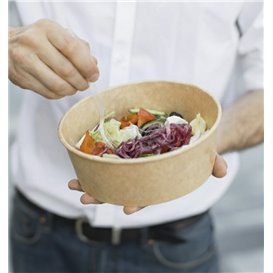 Paper Container Kraft-Kraft + RPET Lid 25 Oz/750 ml (50 Units)