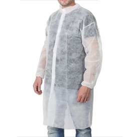 Visit Lab Coat TST PP Velcro White XL 25gr (50 Units)