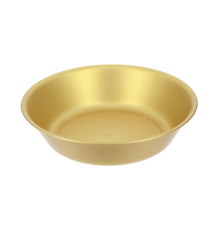Reusable Plate Durable PP Mineral Gold Ø18cm (54 Units)