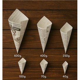 Paper Food Cone Grease-Proof "Times" 16cm 40g (250 Units)