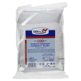 Reusable Fork PS "Diamant" Transparent 180mm (100 Units)