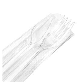Cutlery Set Reusable PS 3 Pieces + Napkin (25 Units)