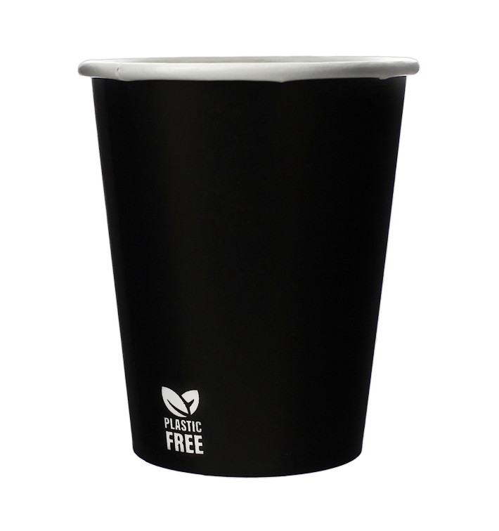 Plastic-Free Paper Cup 8 Oz/240ml Black Ø8,0cm (50 Units)