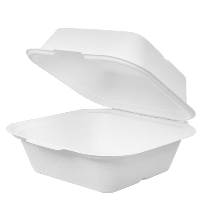 Sugarcane Burger Box White 15x15x8cm (50 Units)  