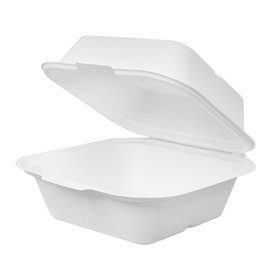 Sugarcane Burger Box White 15x15x7,5cm (500 Units)