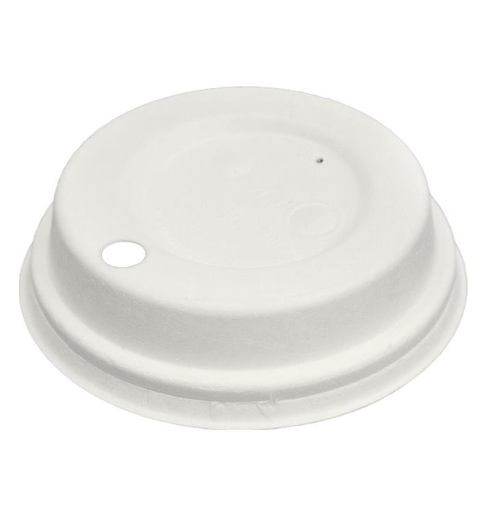 Lid with Hole of Moulded Cellulose Fibre White Ø8cm (1.800 Units)
