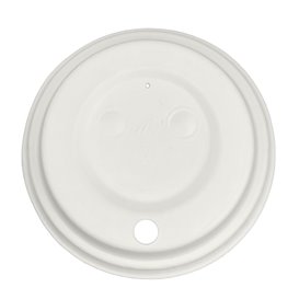 Lid with Hole of Moulded Cellulose Fibre White Ø8cm (60 Units)