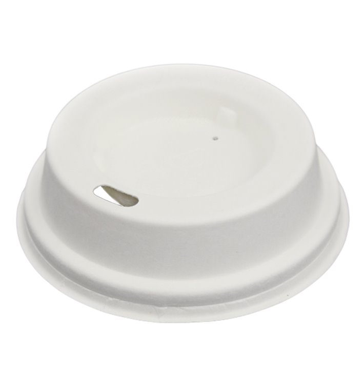 Lid with Hole of Moulded Cellulose Fibre White Ø7,0cm (60 Units)