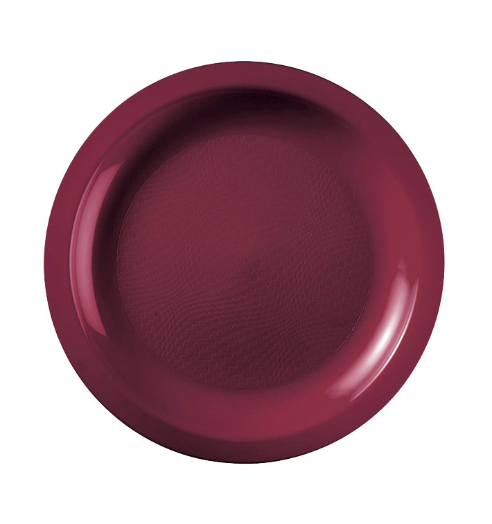 Plastic Plate Flat Burgundy "Round" PP Ø18,5cm (600 Units)