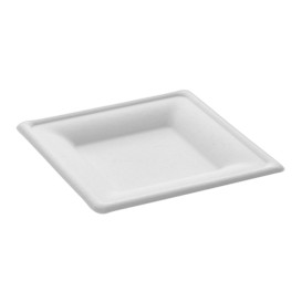 Sugarcane Plate Square shape White 15x15 cm (50 Units) 