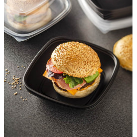 Plastic Deli Container PP Black 750ml 16,5x16,5x6cm (300 Units)
