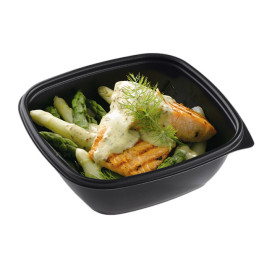 Plastic Deli Container PP Black 750ml 16,5x16,5x6cm (50 Units) 